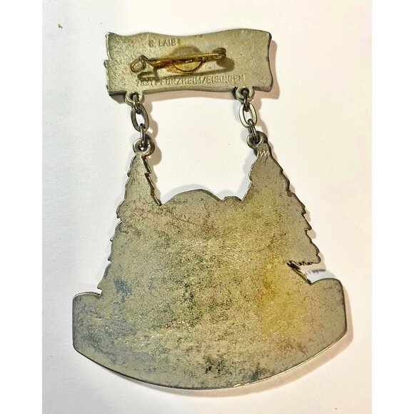 1973 Large German Medal Pin 4 Int VOLKSMARCH Schlossborn I TS Enamel B Lair Vint - Picture 4 of 4